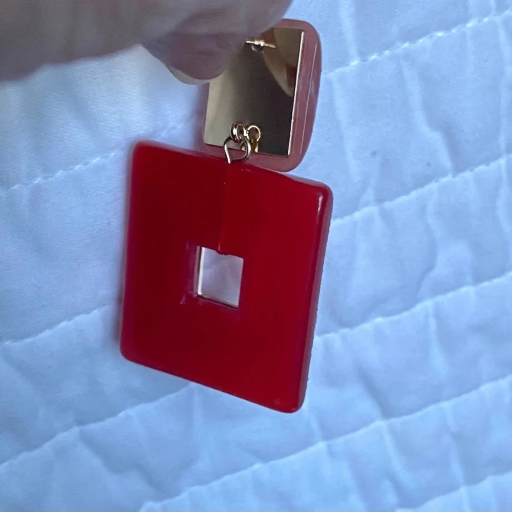 MANGO Red and Pink Statement Earrings - Picture 5 of 6